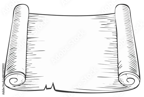 Hand-drawn Parchment Scroll Featuring Ancient Style Design With Rolled Edges Perfect for Historical Document Presentation