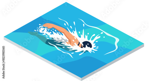 Dynamic swimming illustration with splashing water for summer and sports design