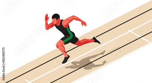 Dynamic athlete sprinting on track for competitive running event design