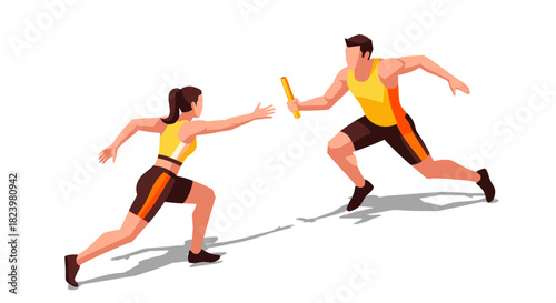 Dynamic relay race concept illustration for athletic events and sports promotions