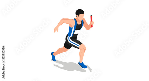 Dynamic relay race runner in action with baton for sports competition design