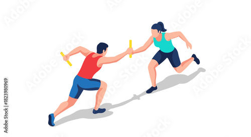 Dynamic relay race exchange illustration for sports event design