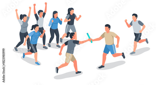 Teamwork and competition in relay race illustration for sports enthusiasts and event promotions