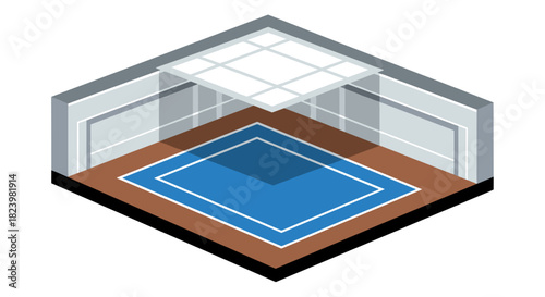 Minimalist interior design concept featuring an isometric tennis court for modern spaces