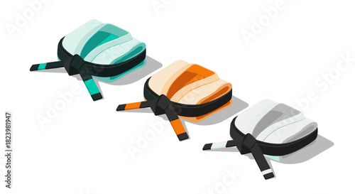 Colorful martial arts belts illustration for sports and fitness design