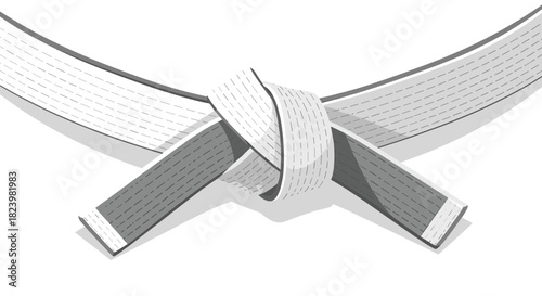 Martial arts white belt with knot design for training and fitness concepts