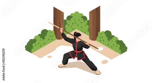 Martial arts training in nature setting for fitness and self defense design