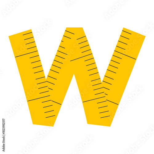 Measuring Tape Letter W Education Alphabet Icon Element