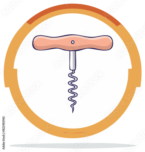 Colorful cartoon corkscrew illustration for opening wine bottles beverage celebration tool icon