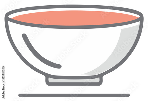Stylized illustration of a white bowl filled with a reddish liquid