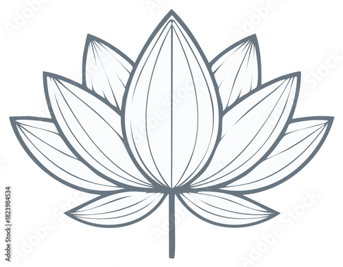 Elegant Lotus Blossom Outline Art Icon for Wellness, Nature, and Spiritual Concepts