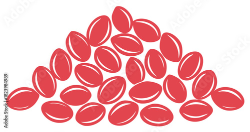 Pile of vibrant red goji berries health food or abstract fruit seeds illustration