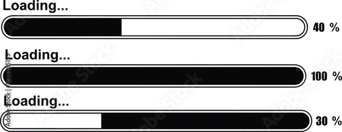 Loading bars showing progress percentages in black and white illustration