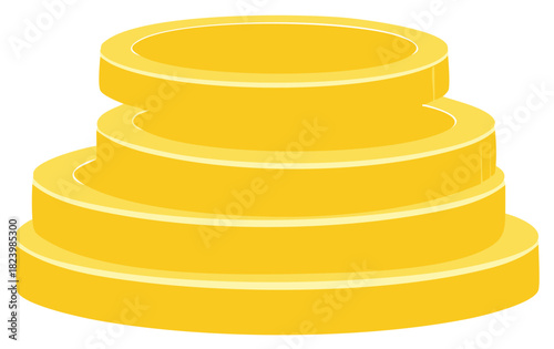 Stacked golden coins with rounded edges and layered design