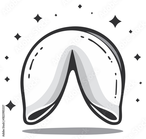 Fortune Cookie Illustration With Sparkles Icon