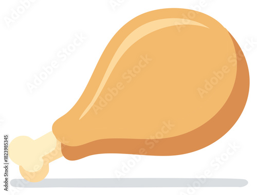 Illustration of Crispy Golden Fried Chicken Leg Isolated on White Background