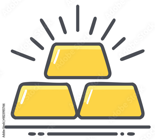 Shining Gold Bars Icon Illustration