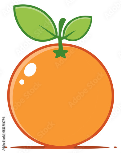 Vibrant juicy orange fruit with fresh green leaves vector illustration healthy eating concept