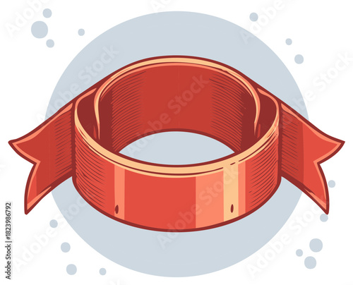 Classic red ribbon banner illustration with elegant curled design perfect for text and graphic elements