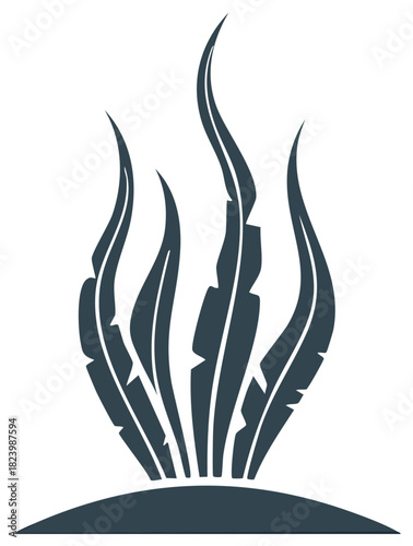 Stylized Kelp or Seaweed Group on Seabed Vector Design Underwater Marine Plant Life Illustration