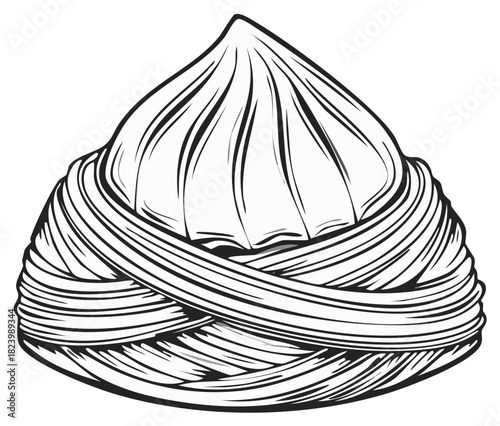Traditional hat illustration in black and white, vector design