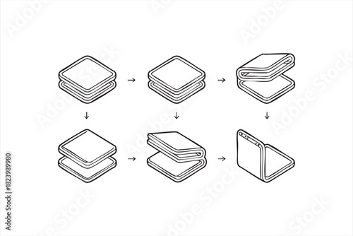 Isometric fold tech graphics showing device evolution steps