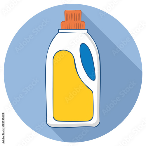 Laundry Detergent Bottle Icon with Long Shadow Flat Design