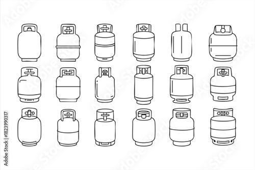 Propane tank and valve icon collection for industrial applications