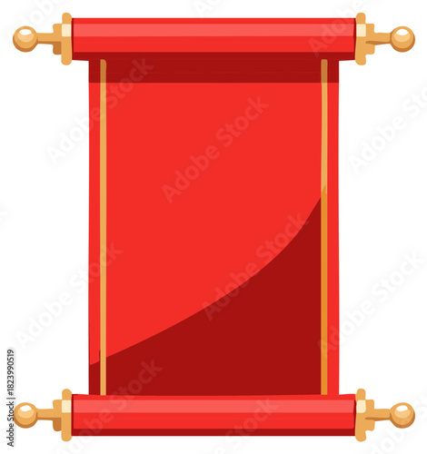 Vector illustration of a blank red ancient scroll for a royal decree or historic message
