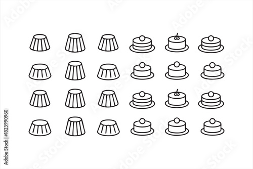 Line art sweet treat graphics for bakery and menu design