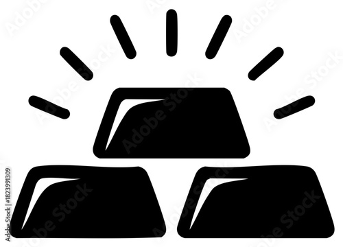 Gold bars icon, wealth and treasure concept. Shiny precious metal stack simple vector illustration.