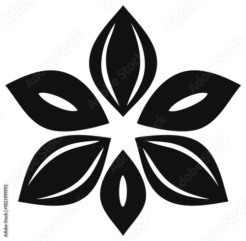Star anise silhouette elegant black spice pod design graphic element