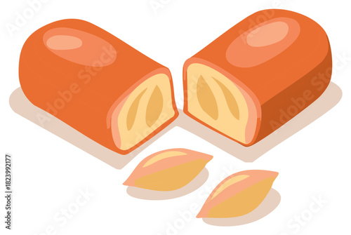 Peanut Butter Candy Cut Open with Two Shelled Peanuts Food Sweet Snack