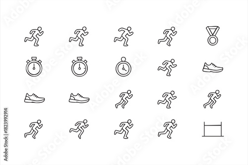 Line art runner symbols for athletic training graphics