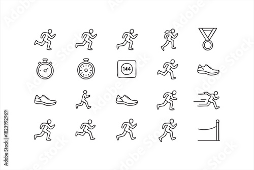 Minimal running icons for fitness and marathon branding