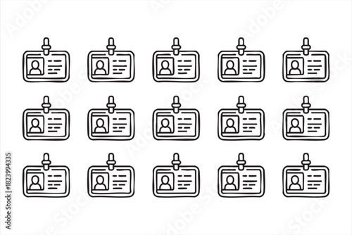 Office credential and staff pass icon pack