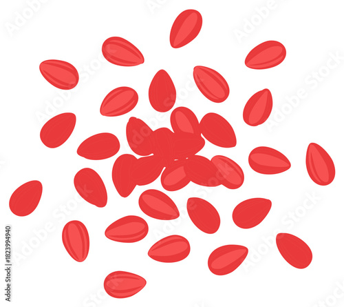 Scattered Red Goji Berries Illustration Isolated on White Background
