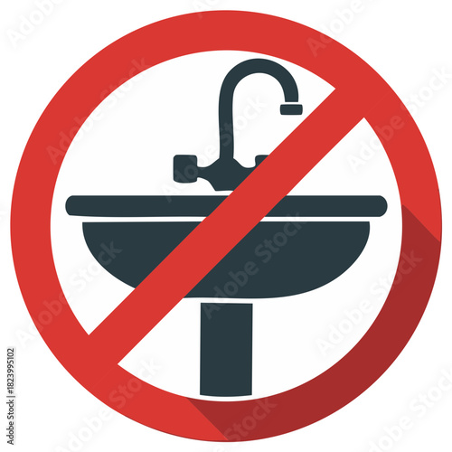 No Sink Symbol with Red Prohibition Circle and Diagonal Line