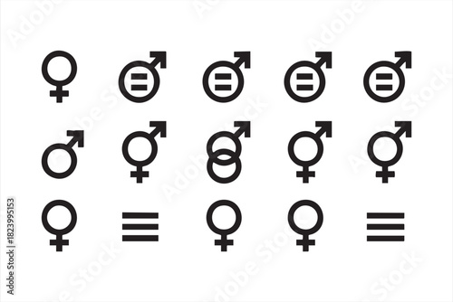 Bold black gender symbols for education, rights and cultural messaging