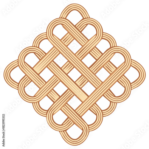 Interwoven Pattern Square Motif Ornamental Illustration for Design Projects