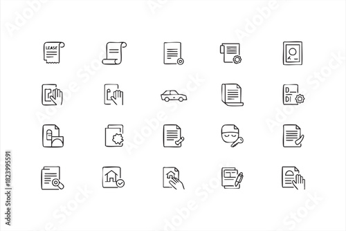 Property deed, mortgage and housing document graphics for real estate processes
