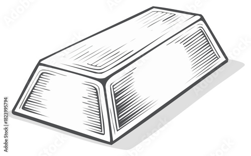 Stylized Gold Ingot Line Art Drawing Symbolizing Wealth and Precious Metal Investment