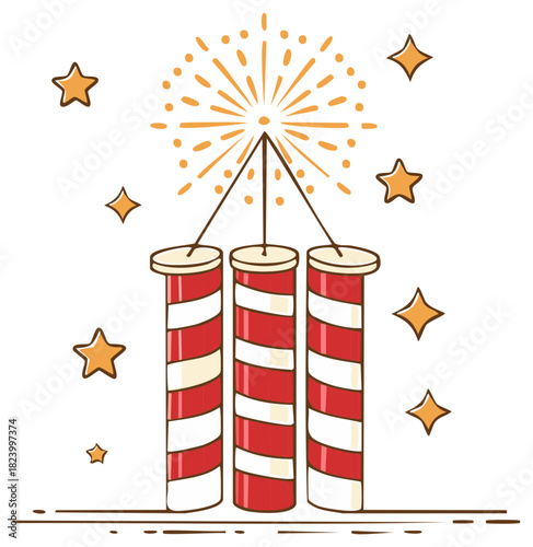 Patriotic Celebration Sparklers with Fireworks and Star Decorations