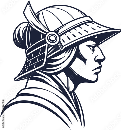 Profile of a warrior wearing a helmet and armor, historical representation