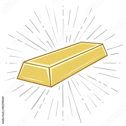 Shiny Gold Bar Ingot Cartoon Vector Icon of Wealth and Success