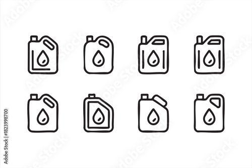 Vector oil jug and fuel tank illustrations for engine and maintenance themes