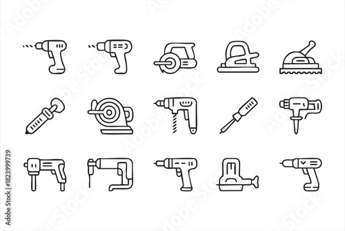 Minimal drills, saws and sanders for DIY and home improvement graphics