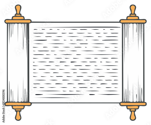 Elegant Scroll with Text Hand Lettering and Decorative Finials Symbol of Tradition