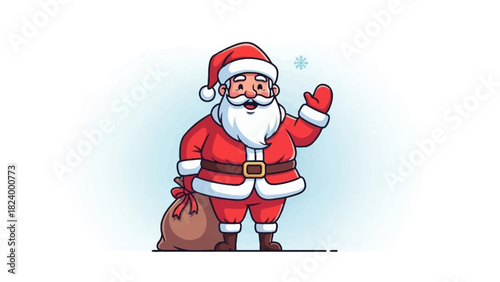 Santa Waving with a Gift Sack