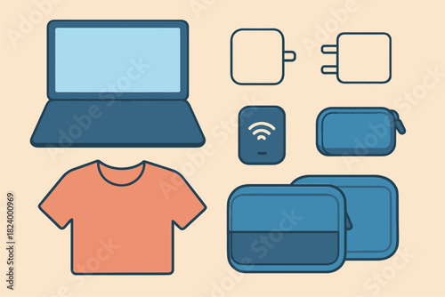 Travel Gear for Digital Nomads Illustration